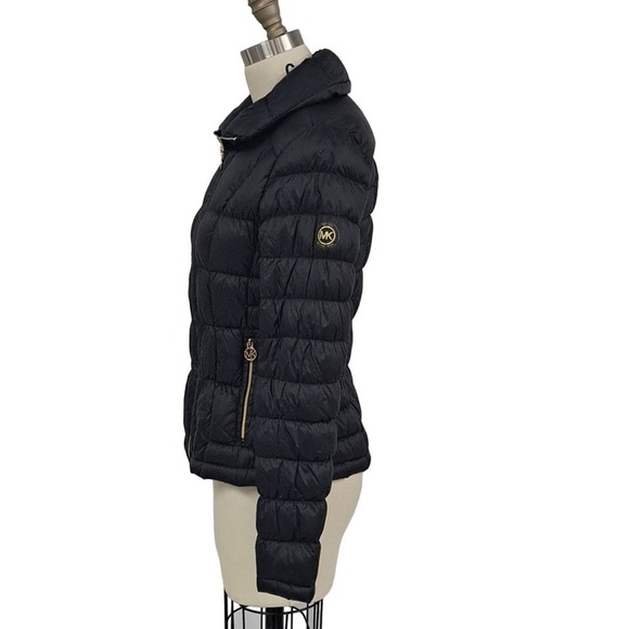 Michael Kors black Down Filled puffer coat Small Gold Zipper - Picture 5 of 9